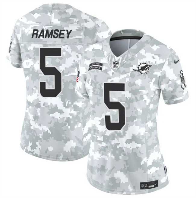 Womens Miami Dolphins #5 Jalen Ramsey 2024 F.U.S.E Arctic Camo Salute To Service Limited Stitched Jersey Dzhi